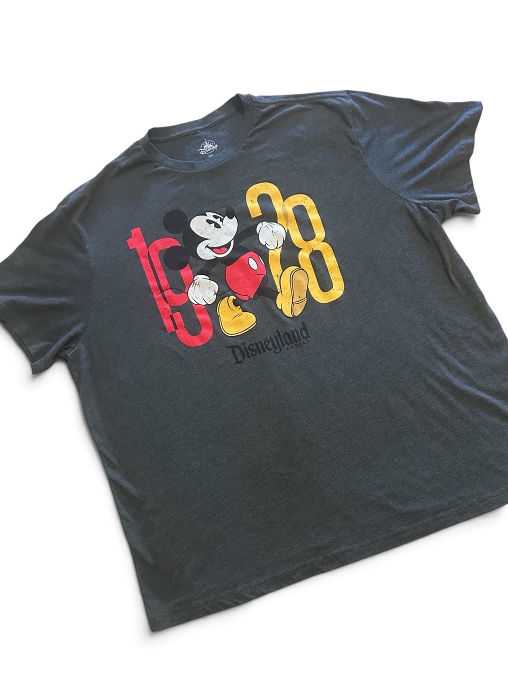 Oversized 3X Plus Disneyland Resort Mickey 1928 Graphic Tee with Red and Gold